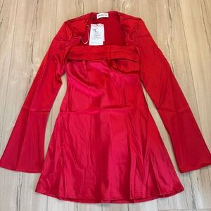Princess Polly Philipa Long Sleeve Mini Dress Red NWT